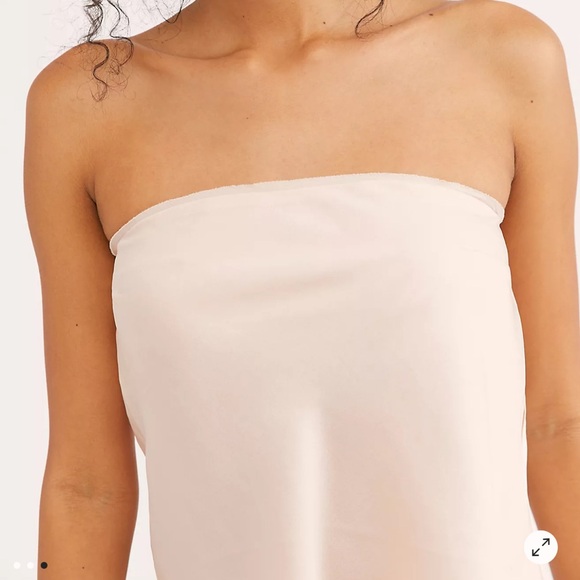 NWT Free People Take You Anywhere animal print Tube top strapless satin blue S - Picture 6 of 16